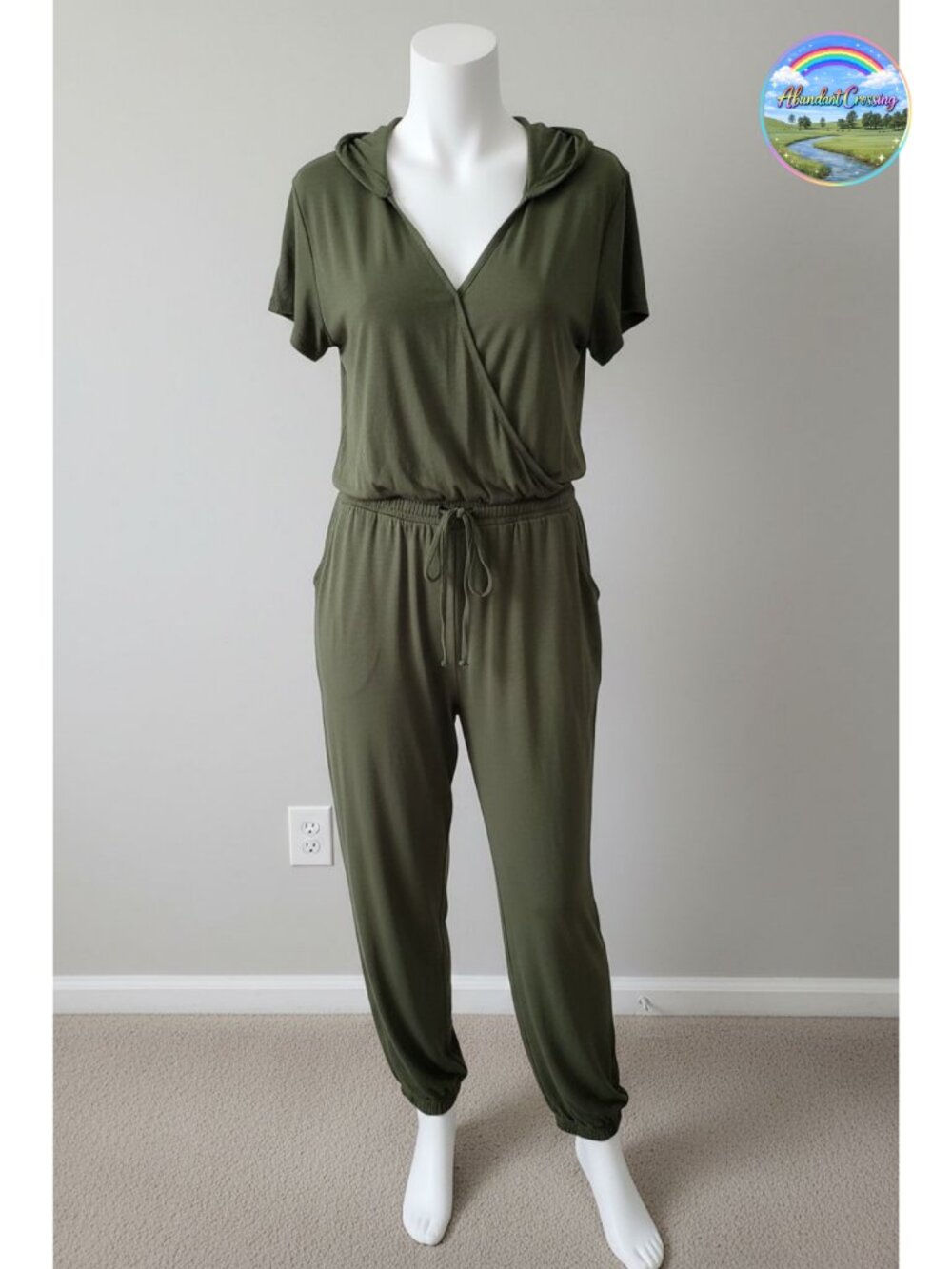 PRETTYGARDEN Women's V-Neck Short Sleeve Jumpsuit Casual Summer Romper Long